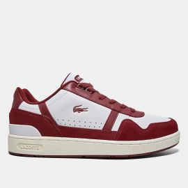 Tênis Couro Lacoste T-Clip Masculino - Vermelho+Branco - [PIX]