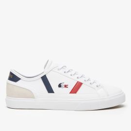Tênis Couro Lacoste Sideline Pro Masculino - Branco+Vermelho