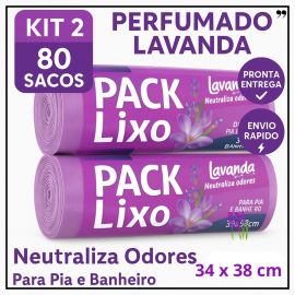 Sacos de Lixo Perfumados Lavanda | 34x38cm | Neutraliza Odores | 80 sacos