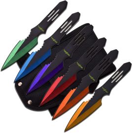 Perfect Point Facas de Arremesso PP-595-6MC (6 peças), multicoloridos, 14 cm