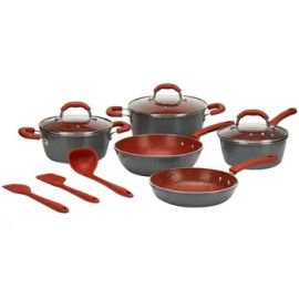 Jogo de Panelas Brinox Revestimento Cerâmico de Alumínio Vermelho e Cinza 8 Peças Ceramic Life Select - [Magalu no Aliexpress]
