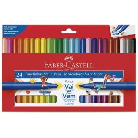 Canetinha Vai e Vem 24 Cores, Faber-Castell, 15.0124VVZF, Multicor