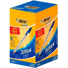Caneta Bic Azul Cristal Dura Mais – Ponta Esferográfica Média de 1.0mm. Escrita Macia e Cor Intensa - com 50un