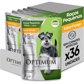 Pack Ração Úmida Optimum Sachê para Cães Adultos Raças Pequenas e Minis Frango 100 g - 36 unidadaes - [RECORRÊNCIA]