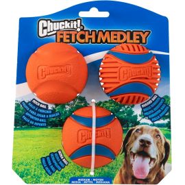 Chuckit! Fetch Ball Medley, médio, bola para cães, pacote com 3, bolas ultra, para pegar e resistentes incluídas