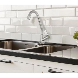 Torneira de Cozinha de Bancada Bica Móvel, Metal Cromado