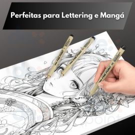 Kit 12 Canetas Nanquim Profissional para Desenho