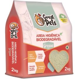 Great Pets Areia Higiênica Biodegradável Milho e Mandioca Grossa 2kg