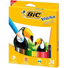 BIC, Lápis de Cor Sextavado, Evolution, 24 Cores
