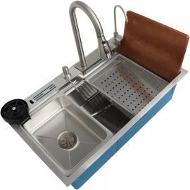 YESOP Cuba Cascata De Cozinha Gourmet Aço Inoxidável 304 Torneira Lavador Copos Prateado 75  45 CM - [PIX]