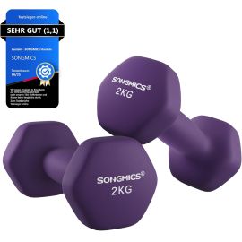SONGMICS Conjunto de 2 Halteres, 2 x 2 kg Pesos de Mão com Revestimento de Neoprene