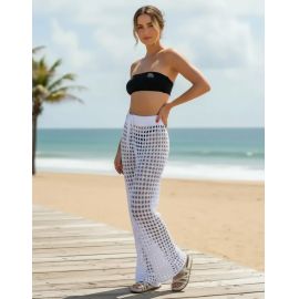 Saída De Praia Calça Tricô Moda Verão Canga Flare