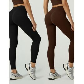 Kit 2 Calças Legging Poliamida Canelado Academia Fitness