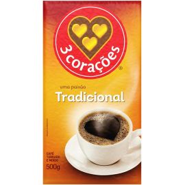 3 Corações Café Torrado e Moído Tradicional, 500g vácuo - [RECORRÊNCIA]