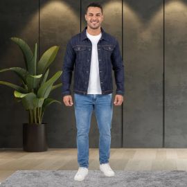 Jaqueta Jeans Masculina Sarja Bolsos Funcionais Resistente