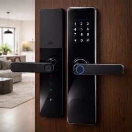 Fechadura Digital Inteligente Cartão Senha Biometria Wifi Cor Preto Rezzet Luatek LFE-03
