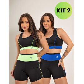 2 Conjunto Fitness Feminino Top E Short De Academia