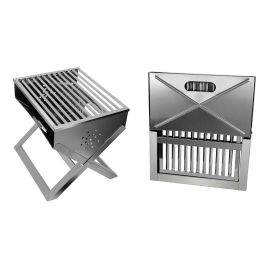 Churrasqueira De Inox Dobrável Portátil A Carvão - Maleta - [PIX]