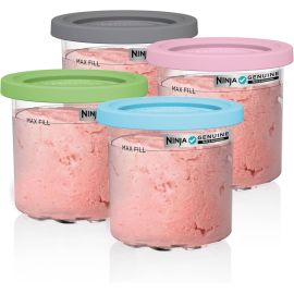 Pacote com 4 canecas Ninja Creami, transparente/cinza/limão/rosa/aqua