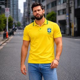 Camisa Gola Polo Do Brasil Selecao Brasileira Premium Hexa Amarelo P