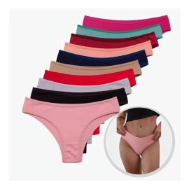 Kit 10 Calcinhas Algodão Tanga Lisa