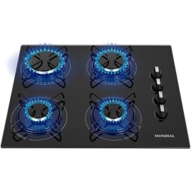 Cooktop a Gás, 4 Bocas, Mondial, Preto/Inox, Bivolt - CTG-01