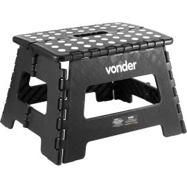Banqueta Plástica Dobrável, Preta, Altura 220 Mm, Vonder