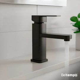 Torneira Para Banheiro Lavabo Bica Baixa Bancada Quadrada Inox E Abs