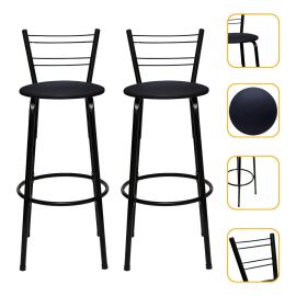 Itagold Kit 2 Banquetas Altas Flórida 70 Cm Com Encosto Couro Sintético Estrutura Aço Preto - [PIX]