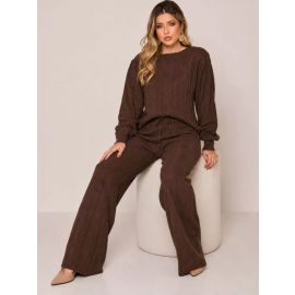 Conjunto Tricot Feminino Inverno Frio Mousse Calça Pantalona Blusa Suéter - [PIX]
