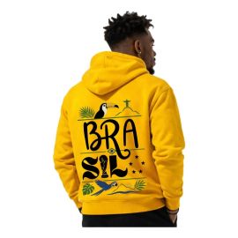 Blusa De Moletom Brasil Com Capuz Estampa Exclusiva