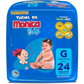 Fralda Turma da Mônica Baby Jumbo G 24 Unidades