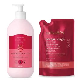 Combo Cuide-se Bem Morango E Leite Loção Corporal 400ml + Re