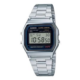 Relógio Unissex Casio Digital Esportivo A158wa-1df Prata Retrô Vintage Pulseira em Aço Inoxidável - [PIX]