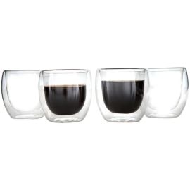 Jogo de Copos de Vidro de Café Parede Dupla 80ml 4 Peças Haus Concept Inspire
