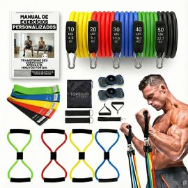 Kit 20 Itens Esportivos Para Treino Em Casa Academia Fitness Funcional Com Elásticos Extensor Puxadores Massageador