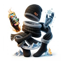 Kit Inverno Touca Gorro Com Cachecol Luva E Meia Térmica