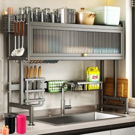 Escorredor De Pratos Louça Preto Cozinha Suspensa 65cm 18pçs