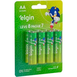 Pilha Alcalina AA com 8 unidades Elgin Comum