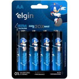 Pilha Ultra Alcalina AA Elgin – Cartela com 8 Unidades Comum