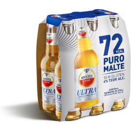 Amstel Ultra Cerveja Puro Malte, Pack de 6 Long Neck 275ml