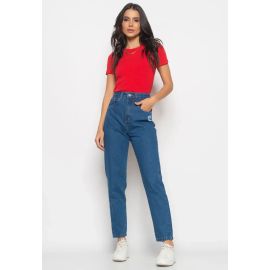 Calça Mom Jeans Escuro