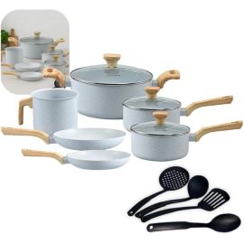 Conjunto de Panelas Com 10 Peças - Pratic Cook - Com Utensílios - Grafito - Mimo Style