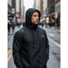 Jaqueta Corta Vento Masculina Capuz Impermeável Zíper Bolso