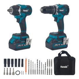 Kit 2 Chave De Impacto Furadeira Parafusadeira Brushless Azul-petróleo 60 - [PIX]