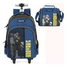 Kit Mochila Com Rodinhas Free Fire Lancheira Mc49785ff - [PIX]