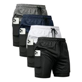 Kit 4 Shorts 2 Em 1 Duplo Dryfit Masculino Compressão Térmic