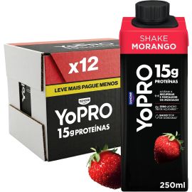 YoPRO Bebida Láctea UHT Morango 15g de proteínas 250ml - 12 unidades - [RECORRÊNCIA]