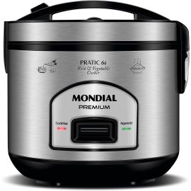 MONDIAL Panela Elétrica de Arroz, Preto/Inox, 500W, 220V - PE-43-6X
