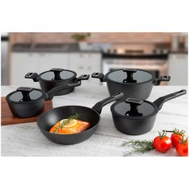 Jogo de Panelas Brinox Revestimento Cerâmico Preto 5 Peças Carbon Ceramic Life - [PIX]